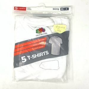 Boy’s Fruit Of The Loom White Tag-Free T-Shirts XS Size 4